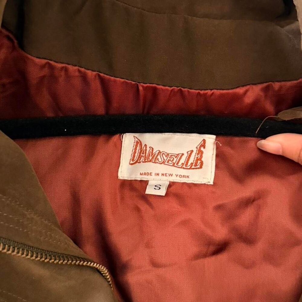 Vintage Damselle New York Brown Fur Hooded Removable Winter Button Up Zip Lined - Picture 4 of 7